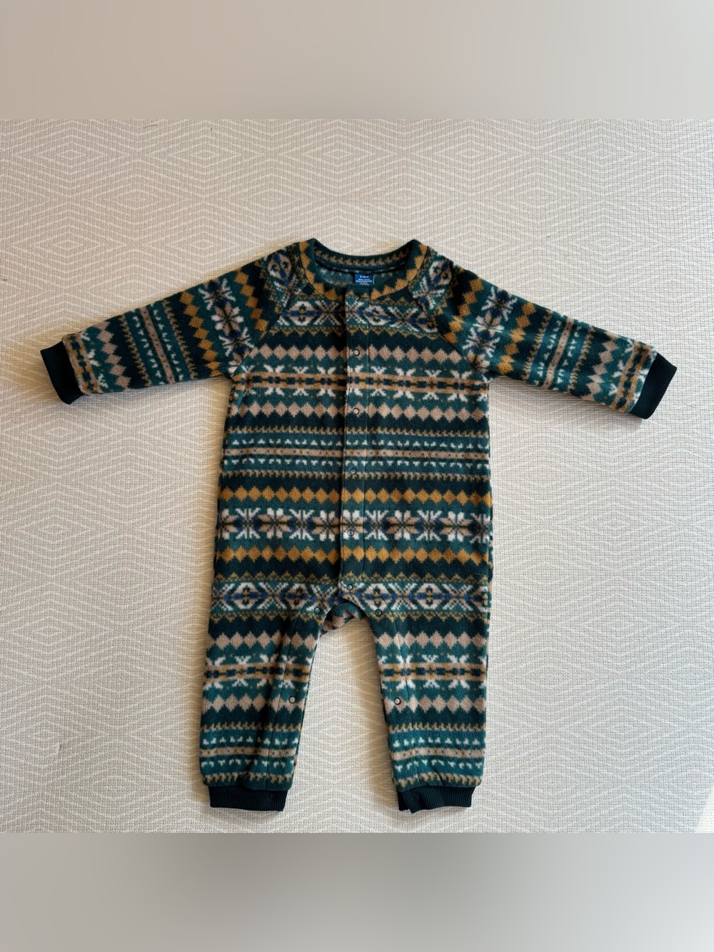 Old Navy Fair Isle One-Piece in Teal, Mustard & Cream